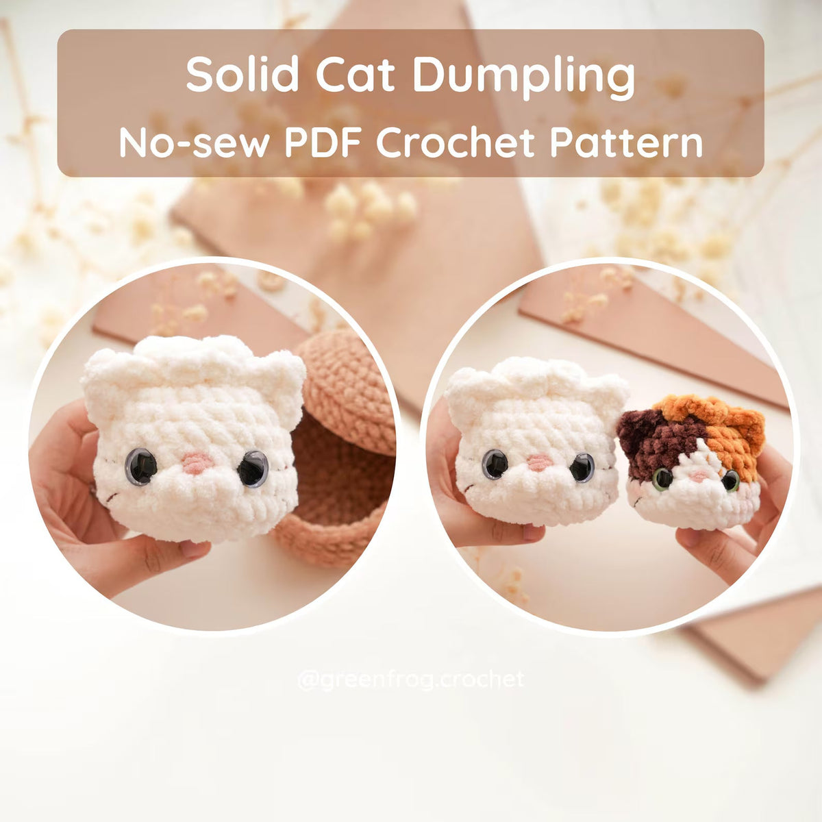 Pet Dumplings No Sew Amigurumi Animal Crochet Pattern | Squishy Bao Bun Animal Keychain PDF