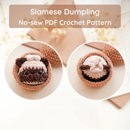 Pet Dumplings No Sew Amigurumi Animal Crochet Pattern | Squishy Bao Bun Animal Keychain PDF